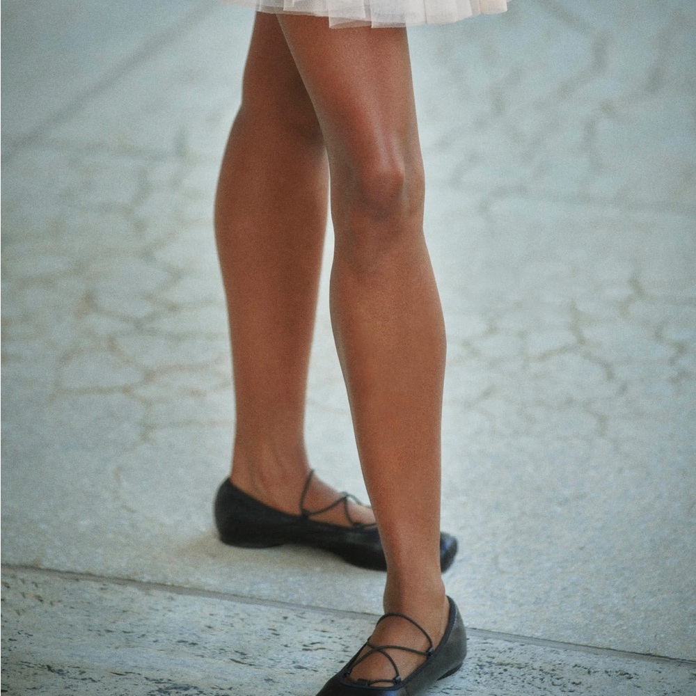 Reformation Black Strappy Flats